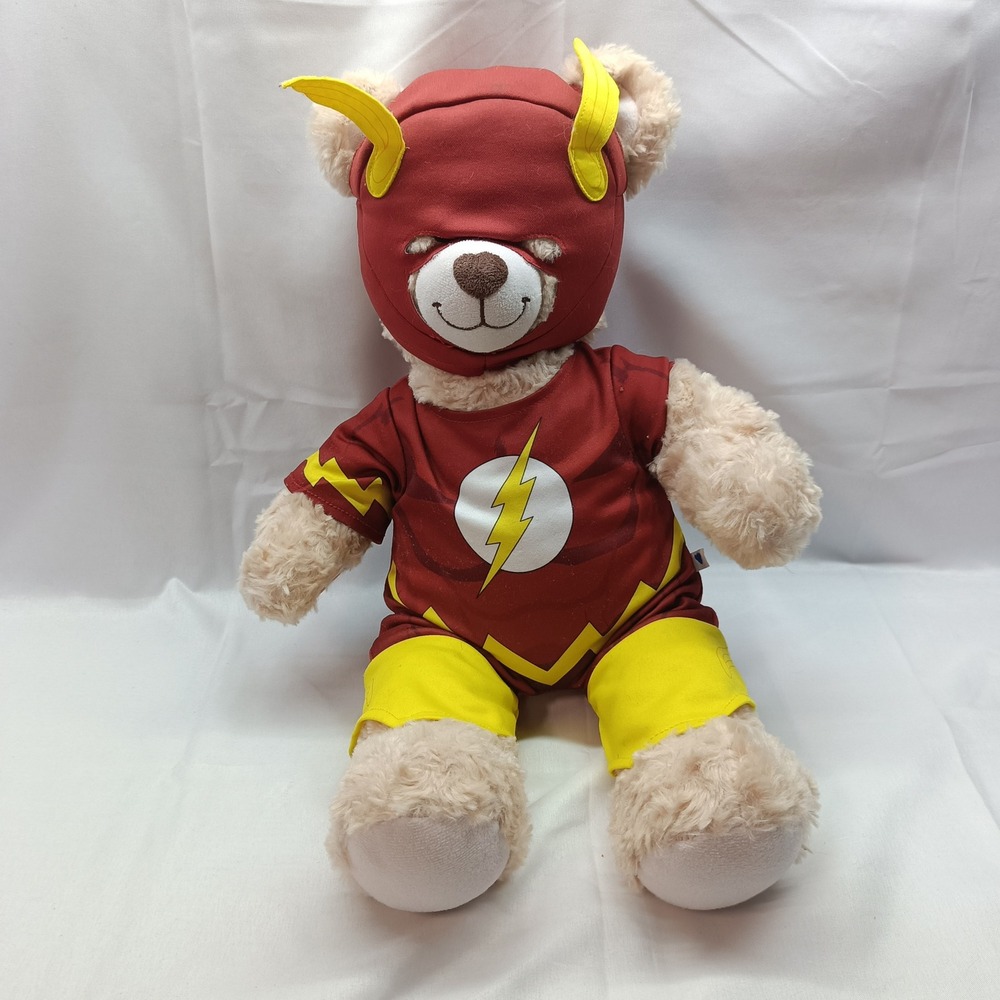 Build-A-Bear DC Comics The Flash Teddy Bear Plush with Costume Red Yellow Mask